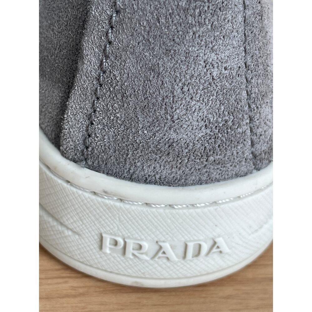 Prada Gray Suede Slip On Sneakers Womens 7 Leather Lined - Picture 11 of 15